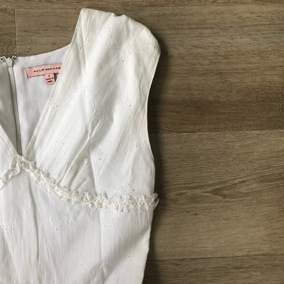 Philip Decaprio White Eyelet Sleeveless Dress, Size 2 - Picture 3 of 10